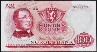 Норвегия 100 крон 1968г. P.38в(4) - UNC - Норвегия 100 крон 1968г. P.38в(4) - UNC