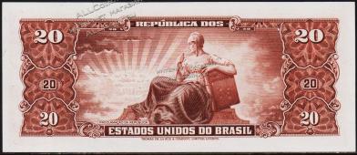 Банкнота Бразилия 20 крузейро 1955-61 глда. P.160а - UNC - Банкнота Бразилия 20 крузейро 1955-61 глда. P.160а - UNC