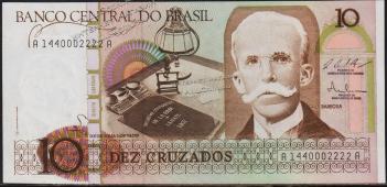 Бразилия 10 крузадо 1987г. P.209в - UNC - Бразилия 10 крузадо 1987г. P.209в - UNC