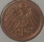 16-175  Германцкая империя 1 филлир 1900г. Бронза. - 16-175  Германцкая империя 1 филлир 1900г. Бронза.