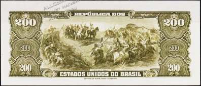 Банкнота Бразилия 200 крузейро 1955-59 года. P.154в - UNC - Банкнота Бразилия 200 крузейро 1955-59 года. P.154в - UNC