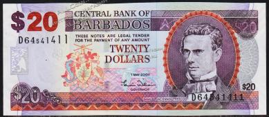 Барбадос 20 долларов 2007г. P.69a - UNC - Барбадос 20 долларов 2007г. P.69a - UNC