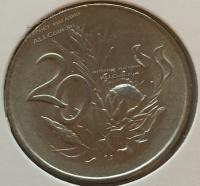 #16-102 Южная Африка 20 центов 1965г. Медь Никель.UNC