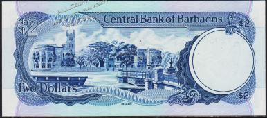 Банкнота Барбадос 2 доллара 1993 года. P.42 UNC - Банкнота Барбадос 2 доллара 1993 года. P.42 UNC