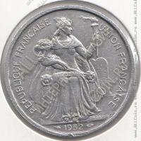 20-24 Французская Океания 5 франков 1952г. КМ # 4 UNC алюминий 3,75гр. 31мм 