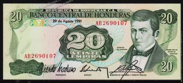 Гондурас 20 лемпир 1991г. P.65с(3) - UNC - Гондурас 20 лемпир 1991г. P.65с(3) - UNC