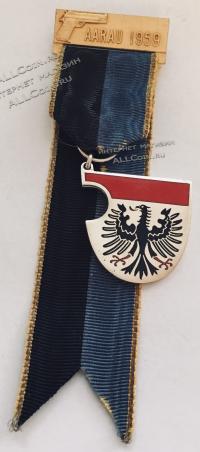 #209 Швейцария спорт Медаль Знаки.   Медаль Пистолетных стрельб в Ааруа. 1959 год.  