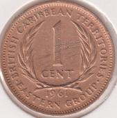 1-167 Восточные Карибы 1 цент 1961г. Бронза - 1-167 Восточные Карибы 1 цент 1961г. Бронза