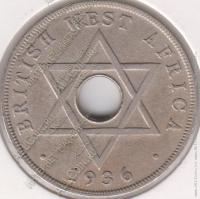 4-43 Британская Западная Африка 1 пенни 1936г. KM# 16 медно-никелевая 9,37гр 30,5мм