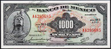 Мексика 1000 песо 1971г. P.52о(1) - UNC - Мексика 1000 песо 1971г. P.52о(1) - UNC