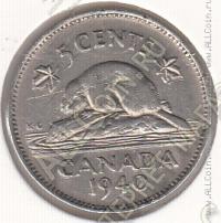 25-152 Канада 5 центов 1940г. КМ # 33 никель 4,5гр. 21,2мм