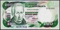 Банкнота Колумбия 200 песо 01.04.1991 года. P.429d(6) - UNC