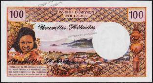 Банкнота Новые Гебриды 100 франков 1977 года. P.18d - UNC - Банкнота Новые Гебриды 100 франков 1977 года. P.18d - UNC