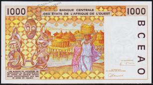 Кот-д’Ивуар 1000 франков 1998г. P.111Ah - UNC - Кот-д’Ивуар 1000 франков 1998г. P.111Ah - UNC