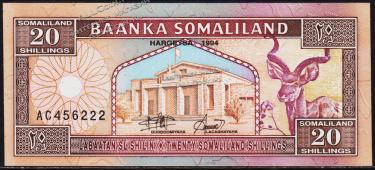 Сомалиленд 20 шиллингов 1994г. P.3а - UNC - Сомалиленд 20 шиллингов 1994г. P.3а - UNC