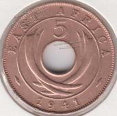 36-134 Восточная Африка 5 центов 1941г. Бронза - 36-134 Восточная Африка 5 центов 1941г. Бронза