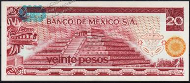 Мексика 20 песо 1977г. Р.64d - UNC "DN" - Мексика 20 песо 1977г. Р.64d - UNC "DN"