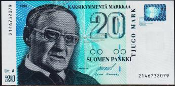 Финляндия 20 марок 1993(97г.) P.123(1) - UNC - Финляндия 20 марок 1993(97г.) P.123(1) - UNC
