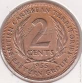 37-74 Восточные Карибы 2 цента 1955г. KM# 3 бронза 9,55гр 30,5мм - 37-74 Восточные Карибы 2 цента 1955г. KM# 3 бронза 9,55гр 30,5мм