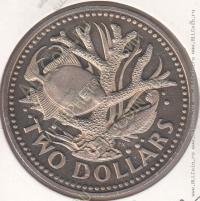 20-167 Барбадос 2 доллара 1973г. КМ # 15 PROOF медно-никелевая 37мм