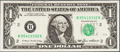 Банкнота США 1 доллар 1985 года. Р.474 UNC "B" B-K - Банкнота США 1 доллар 1985 года. Р.474 UNC "B" B-K