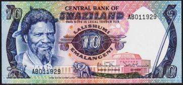 Свазиленд 10 эмалангени 1985г. P.10с - UNC - Свазиленд 10 эмалангени 1985г. P.10с - UNC