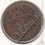 35-114 Швейцария 1 раппен 1919г. КМ # 3,2 бронза 1,5гр. 16мм