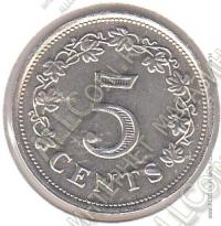 5-174	Мальта 5 центов 1976г. КМ # 10 UNC медно-никелевая 5,65гр. 23,6мм