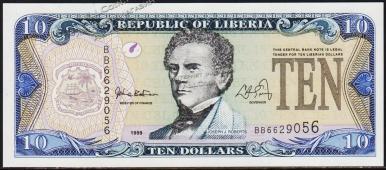 Либерия 10 долларов 1999г. P.22 UNC - Либерия 10 долларов 1999г. P.22 UNC