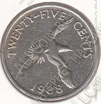 25-74 Бермуды 25 центов 1988г. КМ # 47 медно-никелевая 6,02гр. 24,15мм
