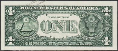 Банкнота США 1 доллар 1981А года. Р.468в - UNC "L" L-B - Банкнота США 1 доллар 1981А года. Р.468в - UNC "L" L-B