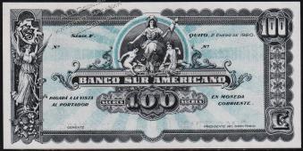 Эквадор SUR AMERICANO 100 сукре 1920г. P.S254 - UNC - Эквадор SUR AMERICANO 100 сукре 1920г. P.S254 - UNC