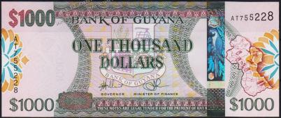 Гайана 1000 долларов 2011г. P.39 UNC - Гайана 1000 долларов 2011г. P.39 UNC