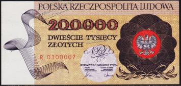 Польша 200.000 злотых 1989г. P.155 UNC - Польша 200.000 злотых 1989г. P.155 UNC