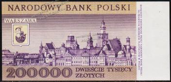 Польша 200.000 злотых 1989г. P.155 UNC - Польша 200.000 злотых 1989г. P.155 UNC