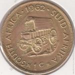 15-143 ЮАР 1 цент 1962г. KM# 57 латунь 5,6гр 