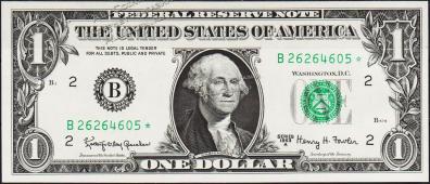 Банкнота США 1 доллар 1963А года Р.443в - UNC "B" B-Звезда - Банкнота США 1 доллар 1963А года Р.443в - UNC "B" B-Звезда