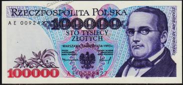 Польша 100000 злотых 1993г. P.160 UNC - Польша 100000 злотых 1993г. P.160 UNC