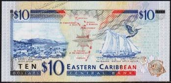 Восточные Карибы 10 долларов 1994г. Р.32А - UNC - Восточные Карибы 10 долларов 1994г. Р.32А - UNC