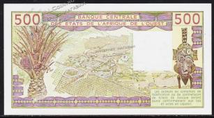 Кот-д’Ивуар 500 франков 1986г. P.106A.j - UNC - Кот-д’Ивуар 500 франков 1986г. P.106A.j - UNC