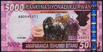 Руанда 5000 франков 2004г. P.33 UNC - Руанда 5000 франков 2004г. P.33 UNC