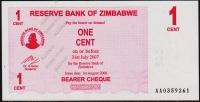 Банкнота Зимбабве 1 цент 2006 года. P.33 UNC