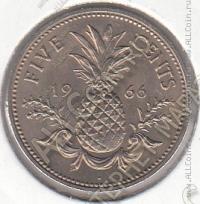 15-126 Багамы 5 центов 1966г. КМ # 3 UNC медно-никелевая 3,87гр. 21мм