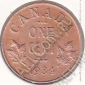 28-177 Канада 1 цент 1934г. КМ # 28 бронза 3,24гр. 19,1мм - 28-177 Канада 1 цент 1934г. КМ # 28 бронза 3,24гр. 19,1мм