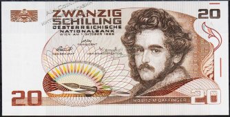 Банкнота Австрия 20 шиллингов 1986 (1988 года.) P.148 UNC - Банкнота Австрия 20 шиллингов 1986 (1988 года.) P.148 UNC