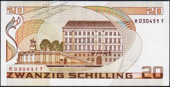 Банкнота Австрия 20 шиллингов 1986 (1988 года.) P.148 UNC - Банкнота Австрия 20 шиллингов 1986 (1988 года.) P.148 UNC