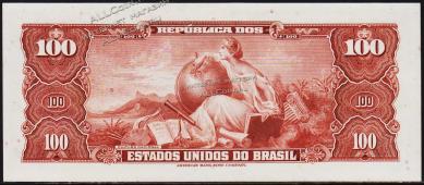 Бразилия 100 крузейро 1964г. P.170в - UNC - Бразилия 100 крузейро 1964г. P.170в - UNC