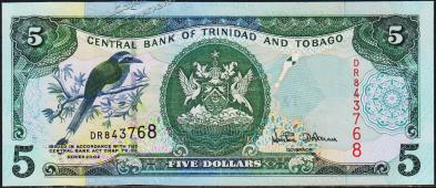 Тринидад и Тобаго 5 долларов 2002г. P.42а - UNC - Тринидад и Тобаго 5 долларов 2002г. P.42а - UNC