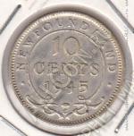 23-123 Ньюфаундленд 10 центов 1945 г. КМ # 20а  серебро 2,3228гр.