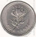 28-94 Родезия  5 центов 1976г. КМ# 13 UNC медно-никелевая
